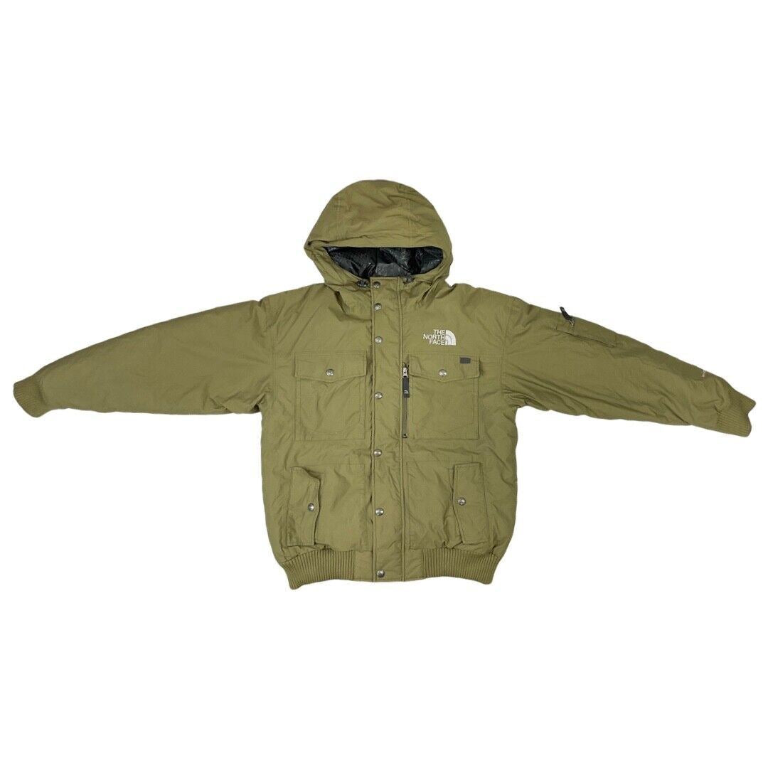 Vintage 90s Khaki Green The North Face Hooded Puffa Coat L