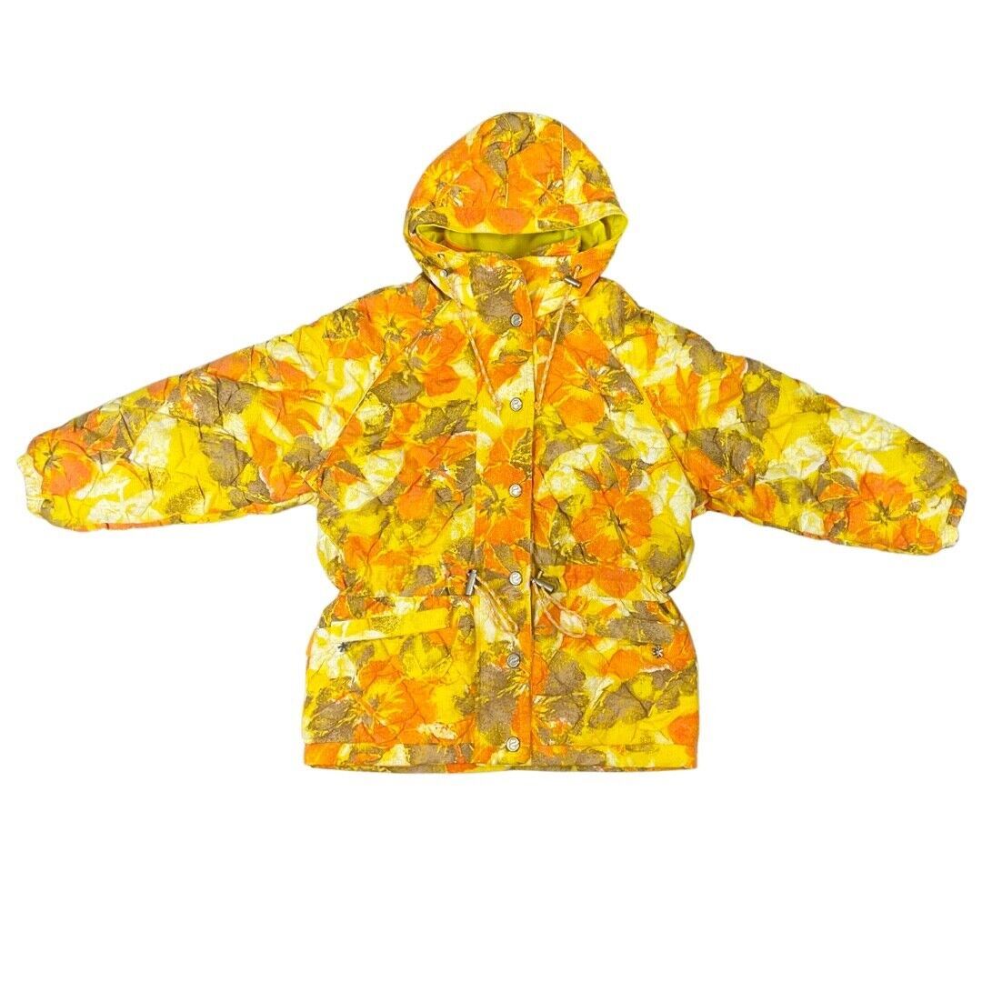 Vintage 90s Rare Yellow Orange Ellesse by Goldwin Hawaiian Print Jacket L