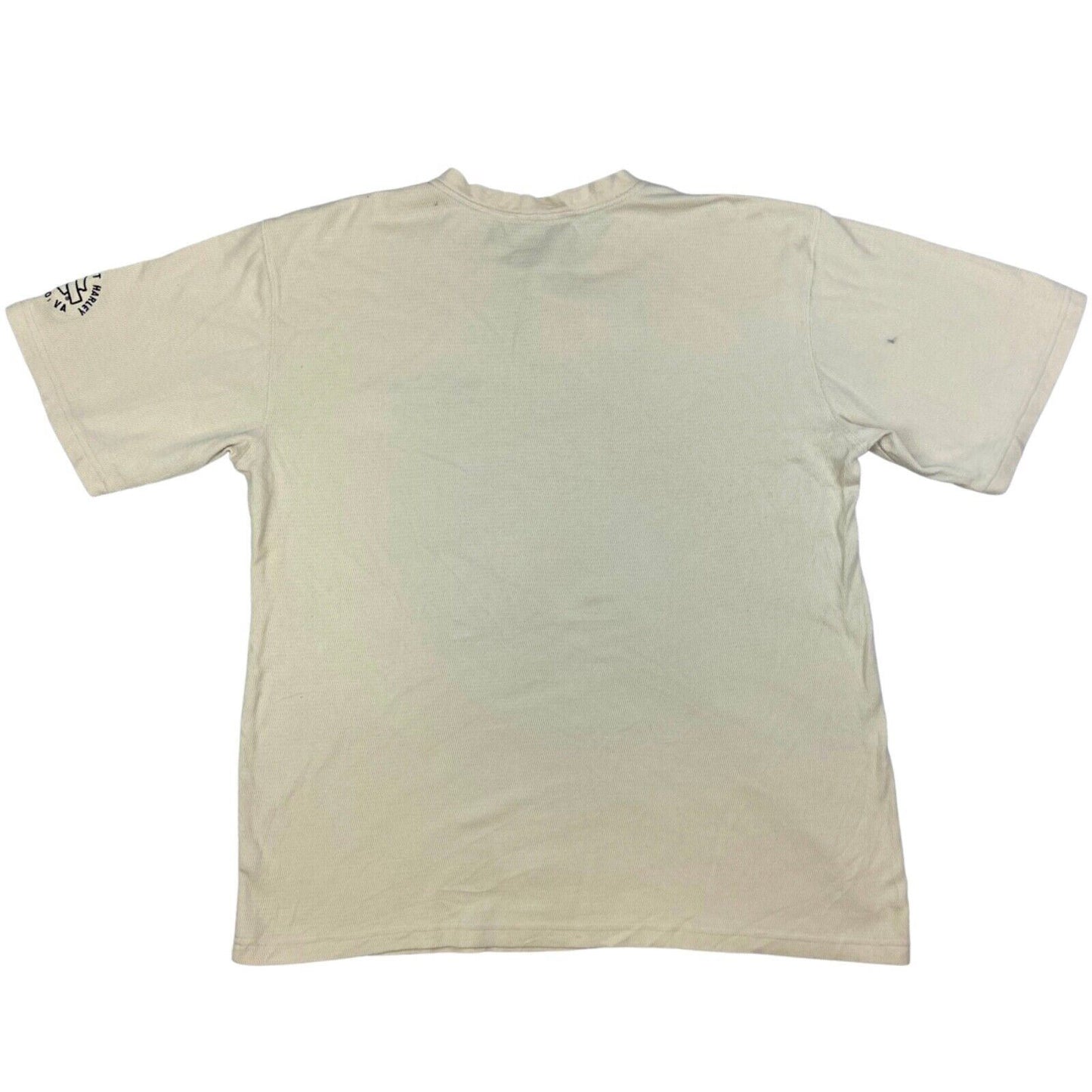 Vintage 90s 00s Cream Knitted Harley Davidson Embroidered T-shirt XL