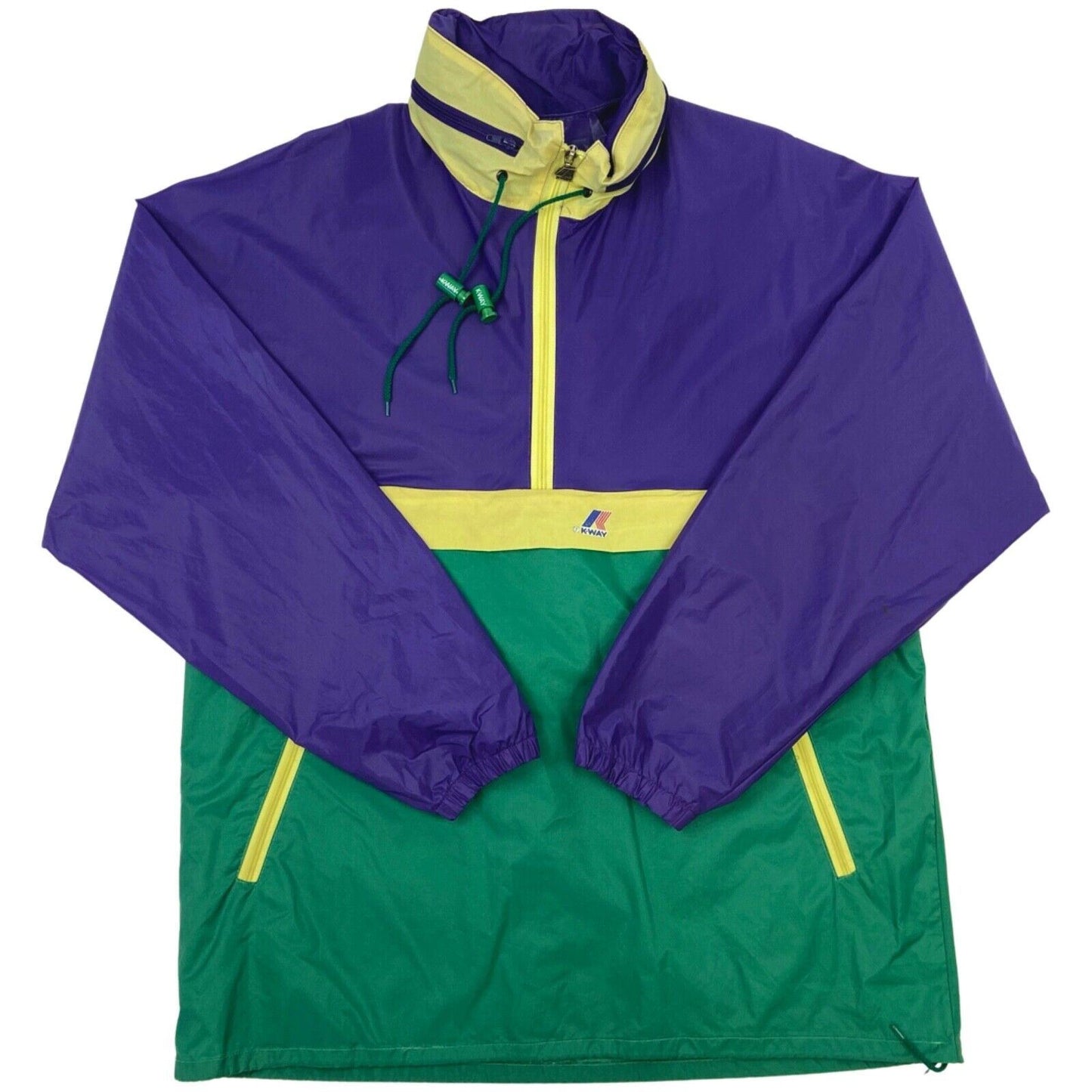 Vintage 90s Purple Green K-way 1/4 Zip Waterproof Jacket L