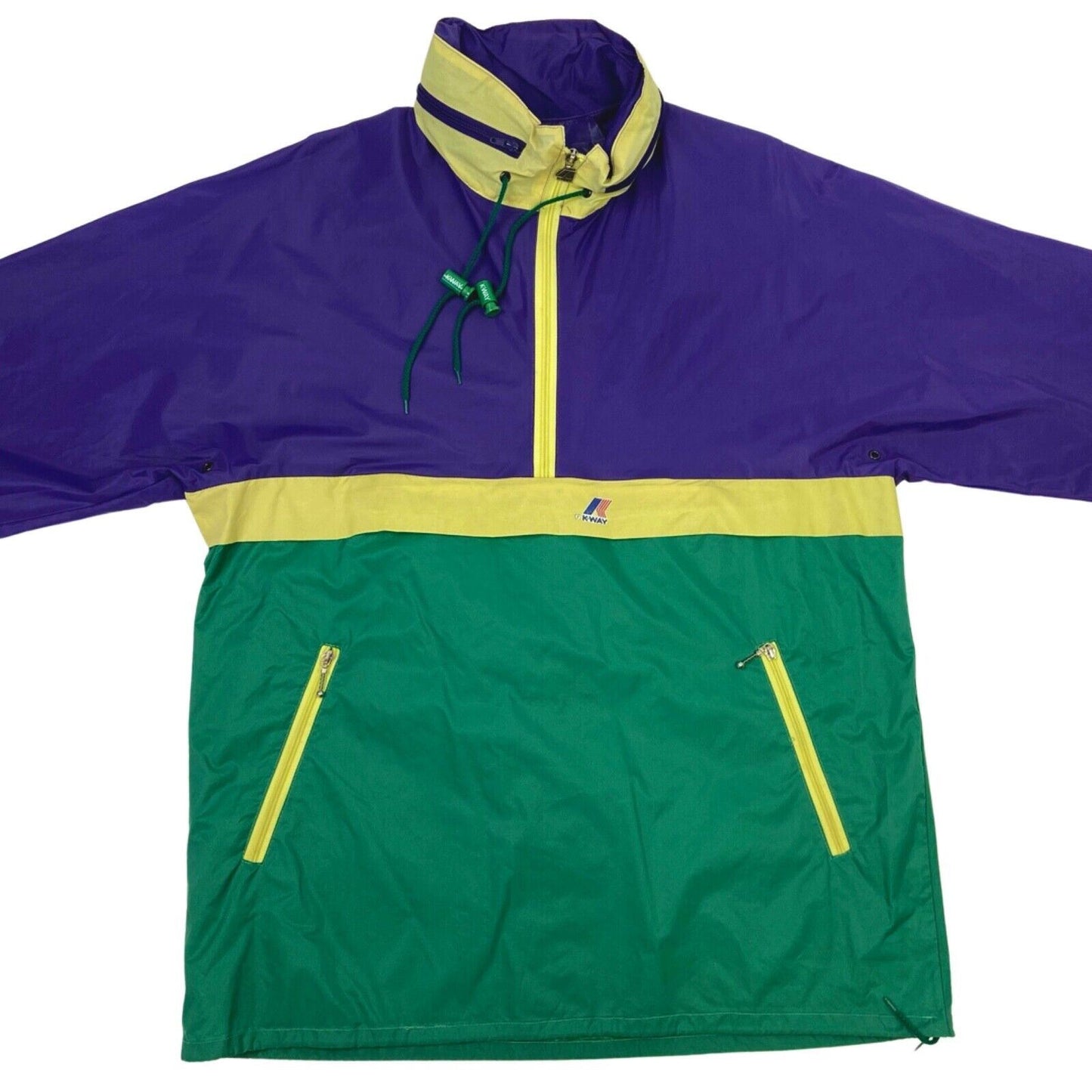 Vintage 90s Purple Green K-way 1/4 Zip Waterproof Jacket L