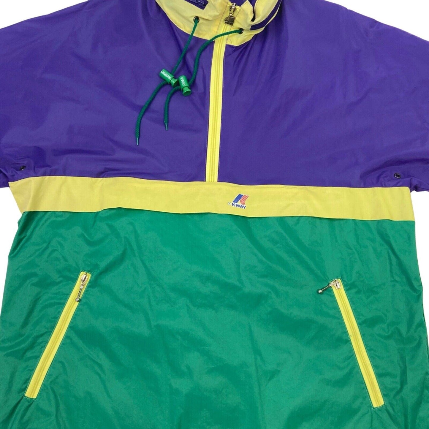 Vintage 90s Purple Green K-way 1/4 Zip Waterproof Jacket L