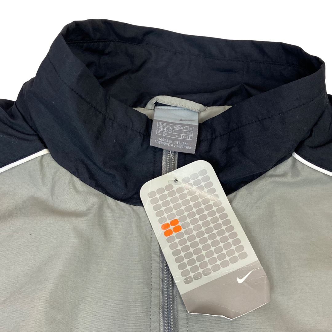 Deadstock 2006 Grey Black Embroidered Nike Zip-Up Windbreaker Jacket L XL