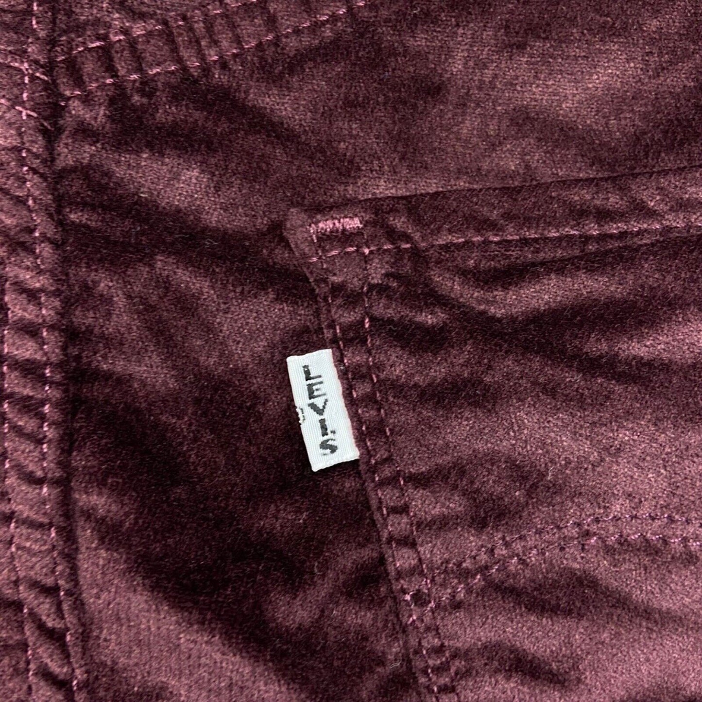 LADIES LEVIS BIG E PREMIUM 721 MAROON HIGH RISE SKINNY VELVET JEANS 29 W 30 L