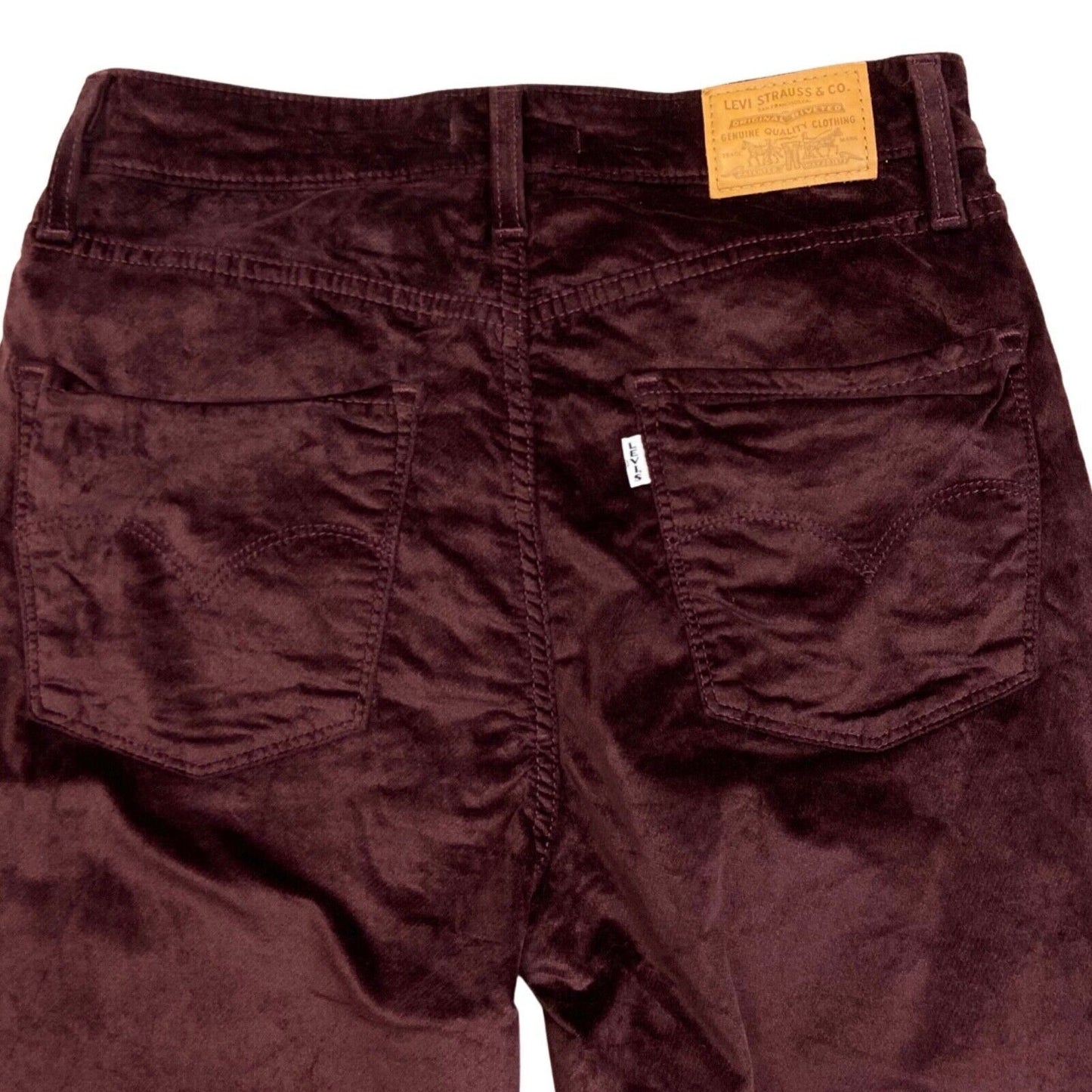LADIES LEVIS BIG E PREMIUM 721 MAROON HIGH RISE SKINNY VELVET JEANS 29 W 30 L
