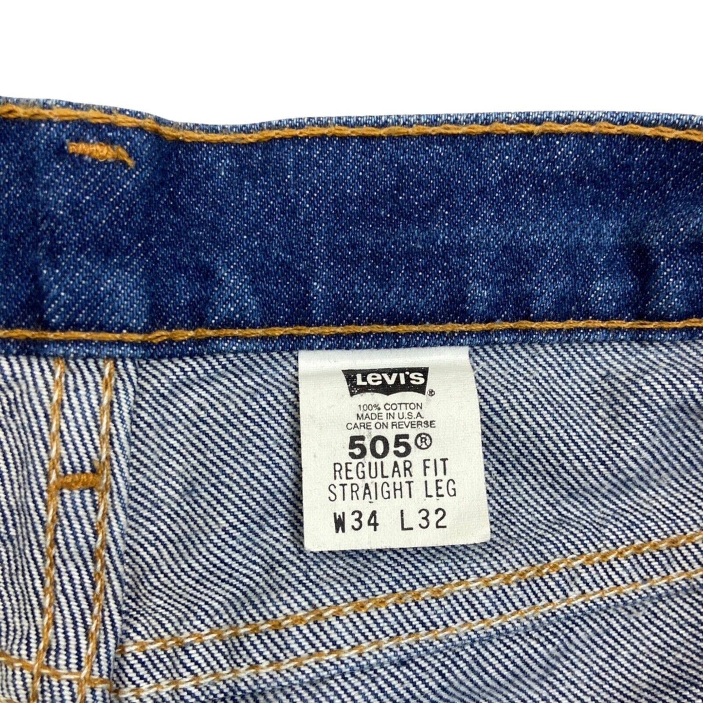 VTG 80s MENS USA ORANGE TAB LEVIS 505 STRAIGHT LEG HIGH WAISTED JEANS 34 W 32 L