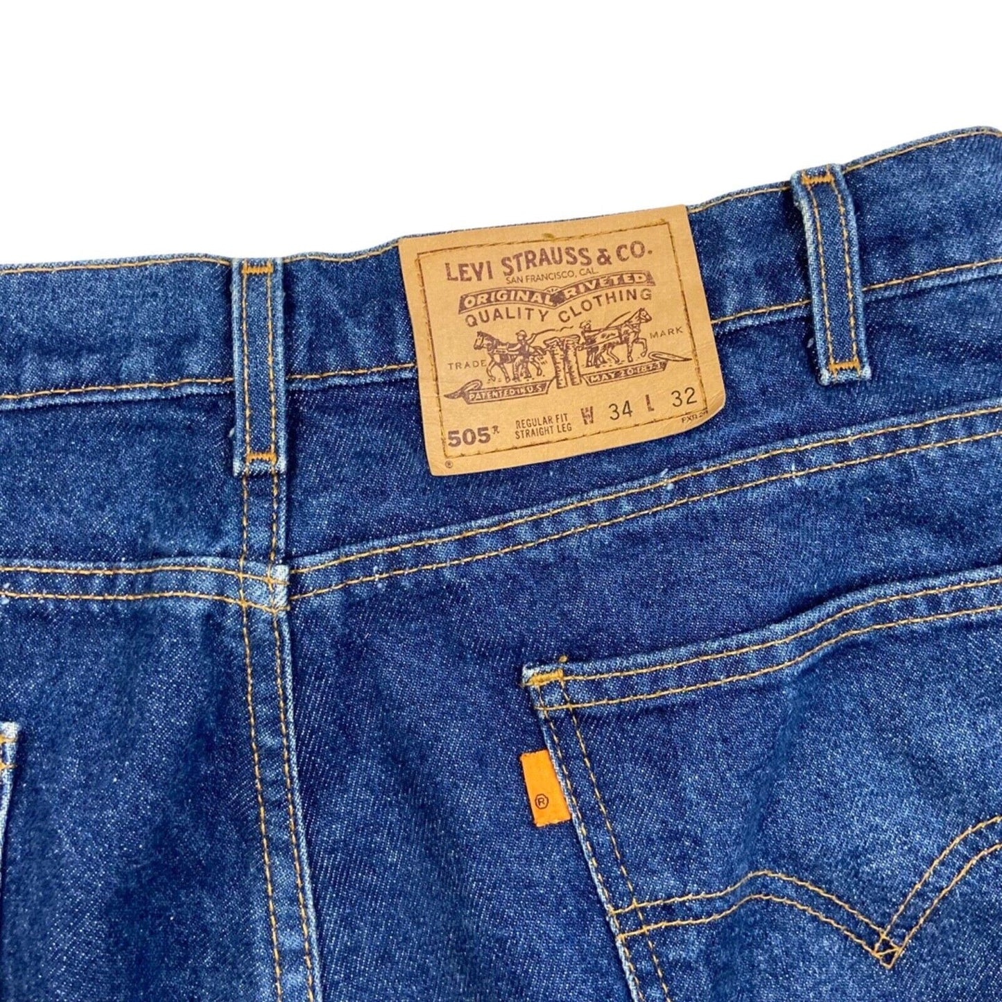 VTG 80s MENS USA ORANGE TAB LEVIS 505 STRAIGHT LEG HIGH WAISTED JEANS 34 W 32 L