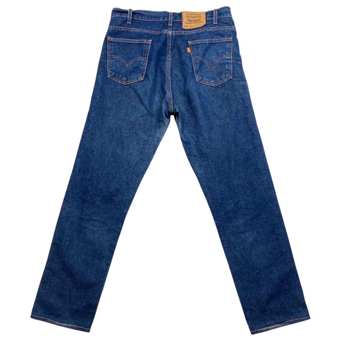 VTG 80s MENS USA ORANGE TAB LEVIS 505 STRAIGHT LEG HIGH WAISTED JEANS 34 W 32 L