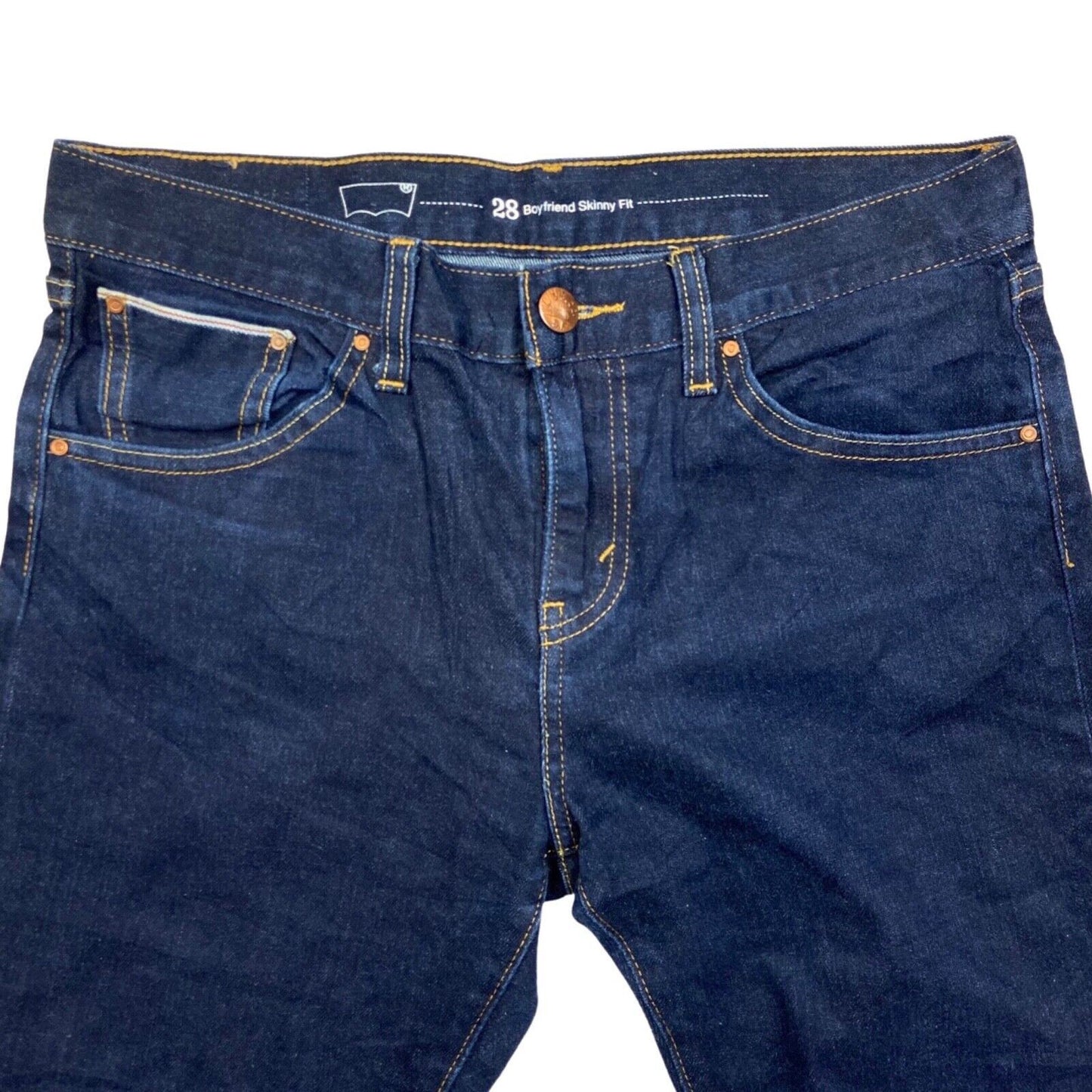 LADIES LEVIS PREMIUM SELVEDGE 511 BOYFRIEND SKINNY FIT STRETCH JEANS 28 W 32 L