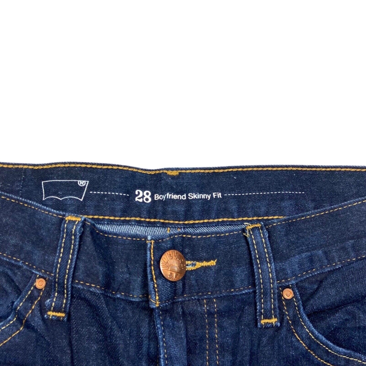 LADIES LEVIS PREMIUM SELVEDGE 511 BOYFRIEND SKINNY FIT STRETCH JEANS 28 W 32 L