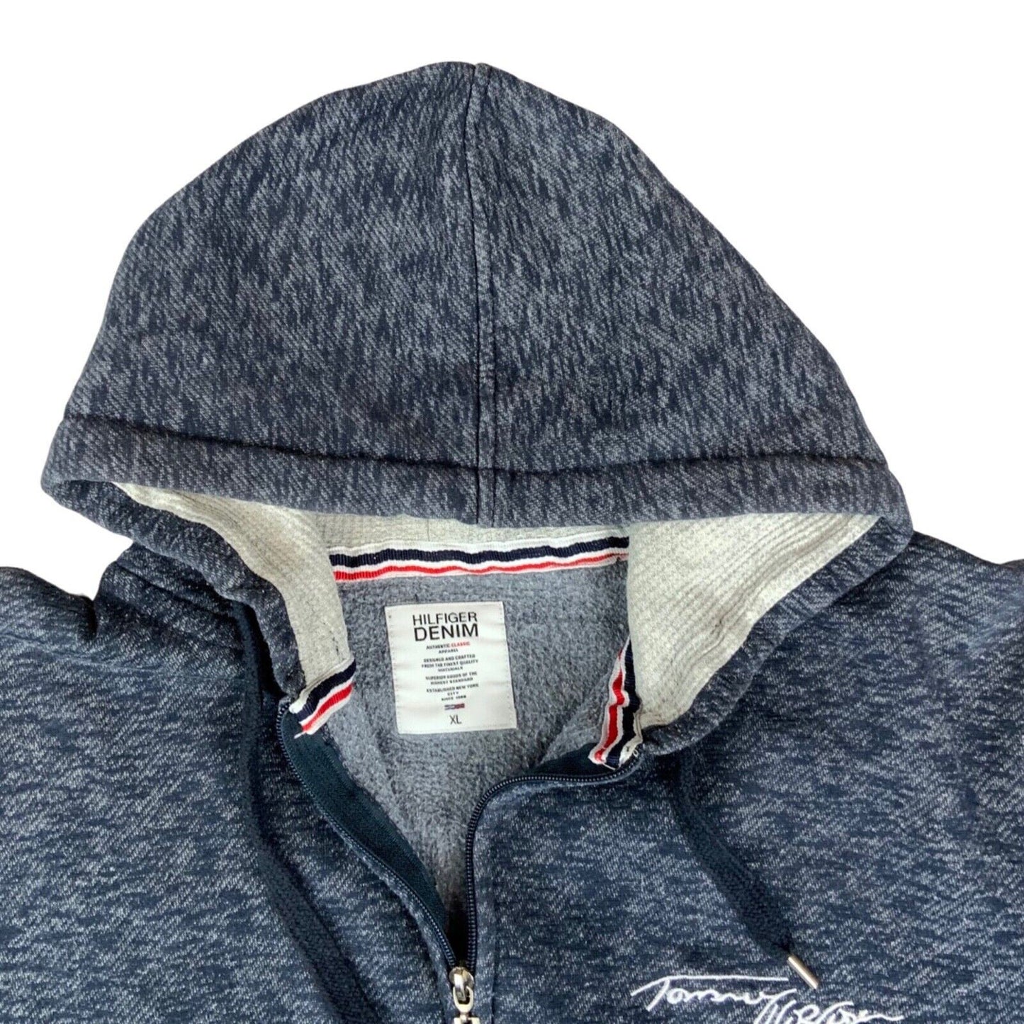 Vintage 90s 00s Denim Mark Colour Tommy Hilfiger Embroidered Hoodie L