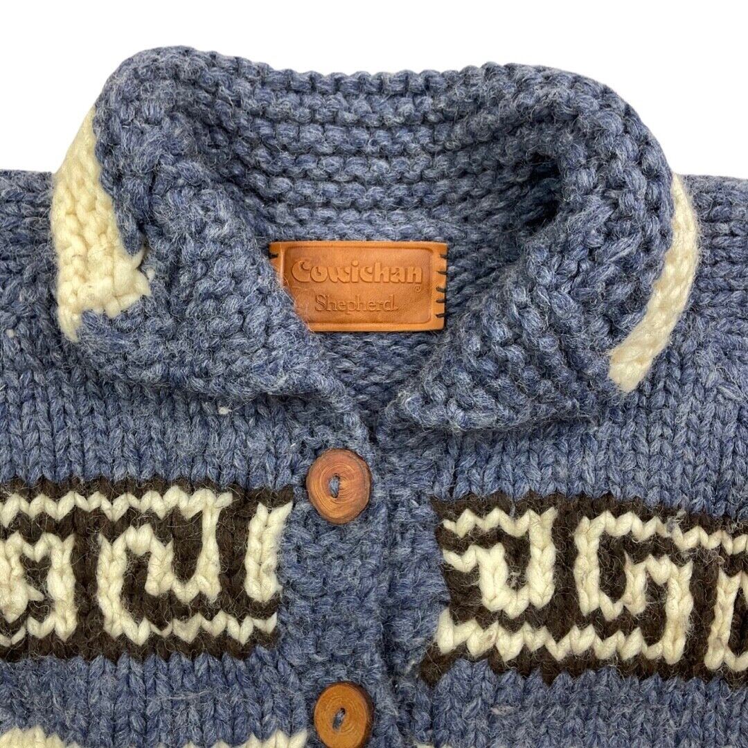VINTAGE MENS THUNDERBIRD WOOL COWICHAN CARDIGAN GRAPHIC KNIT ROCKABILLY 38”