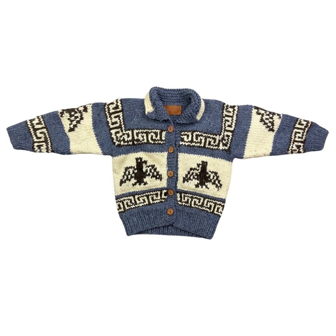 VINTAGE MENS THUNDERBIRD WOOL COWICHAN CARDIGAN GRAPHIC KNIT ROCKABILLY 38”