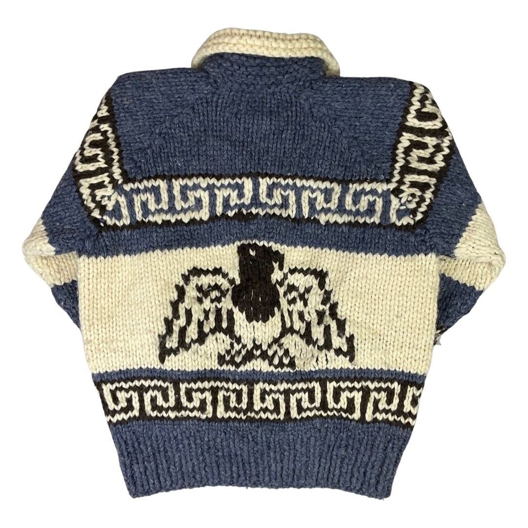 VINTAGE MENS THUNDERBIRD WOOL COWICHAN CARDIGAN GRAPHIC KNIT ROCKABILLY 38”
