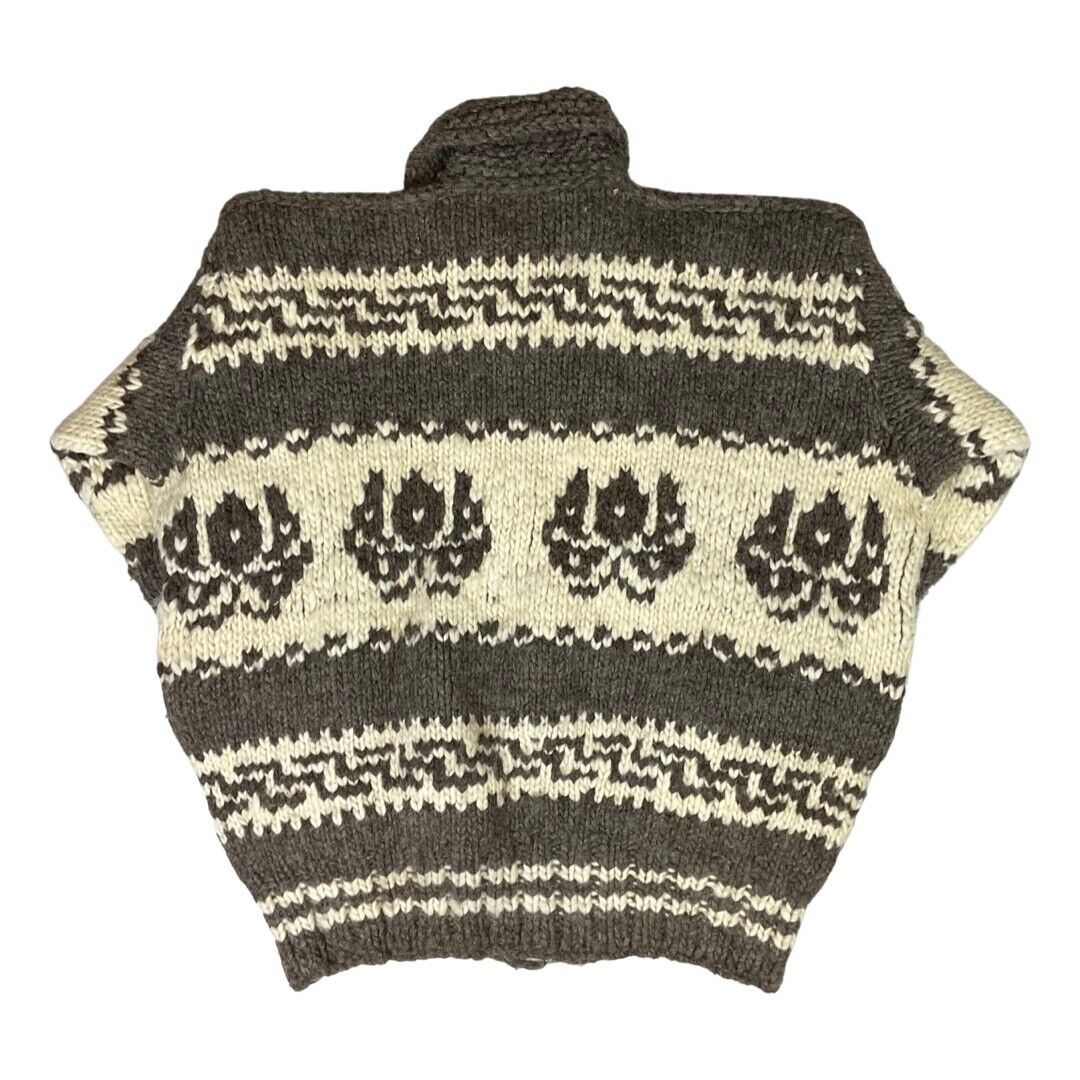 VTG MENS WOOL NATIVE CANADIAN COWICHAN GRAPHIC KNIT ROCKABILLY CARDIGAN 48”