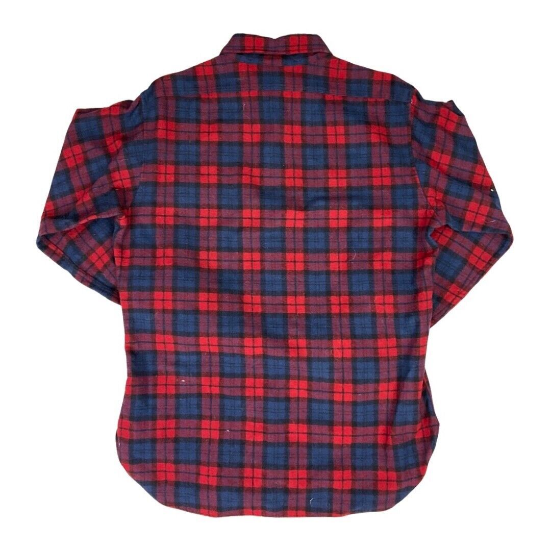VTG USA RED & BLUE PENDLETON WOOL SHIRT CHECK PLAID BEACH BOYS ROCKABILLY 42” L