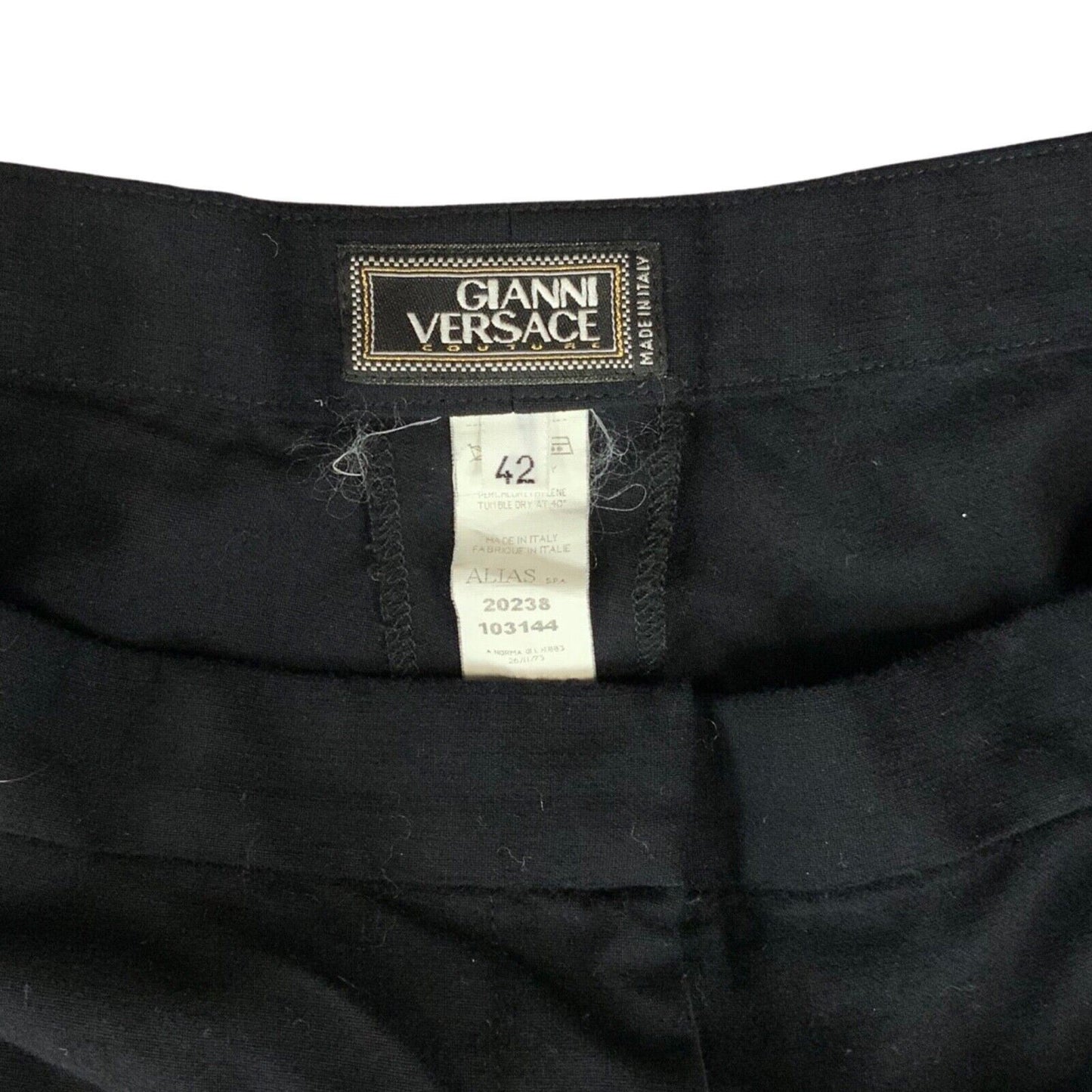 Vintage 90s 00s Black Wool Blend Gianni Versace Couture Trousers 8 10 S