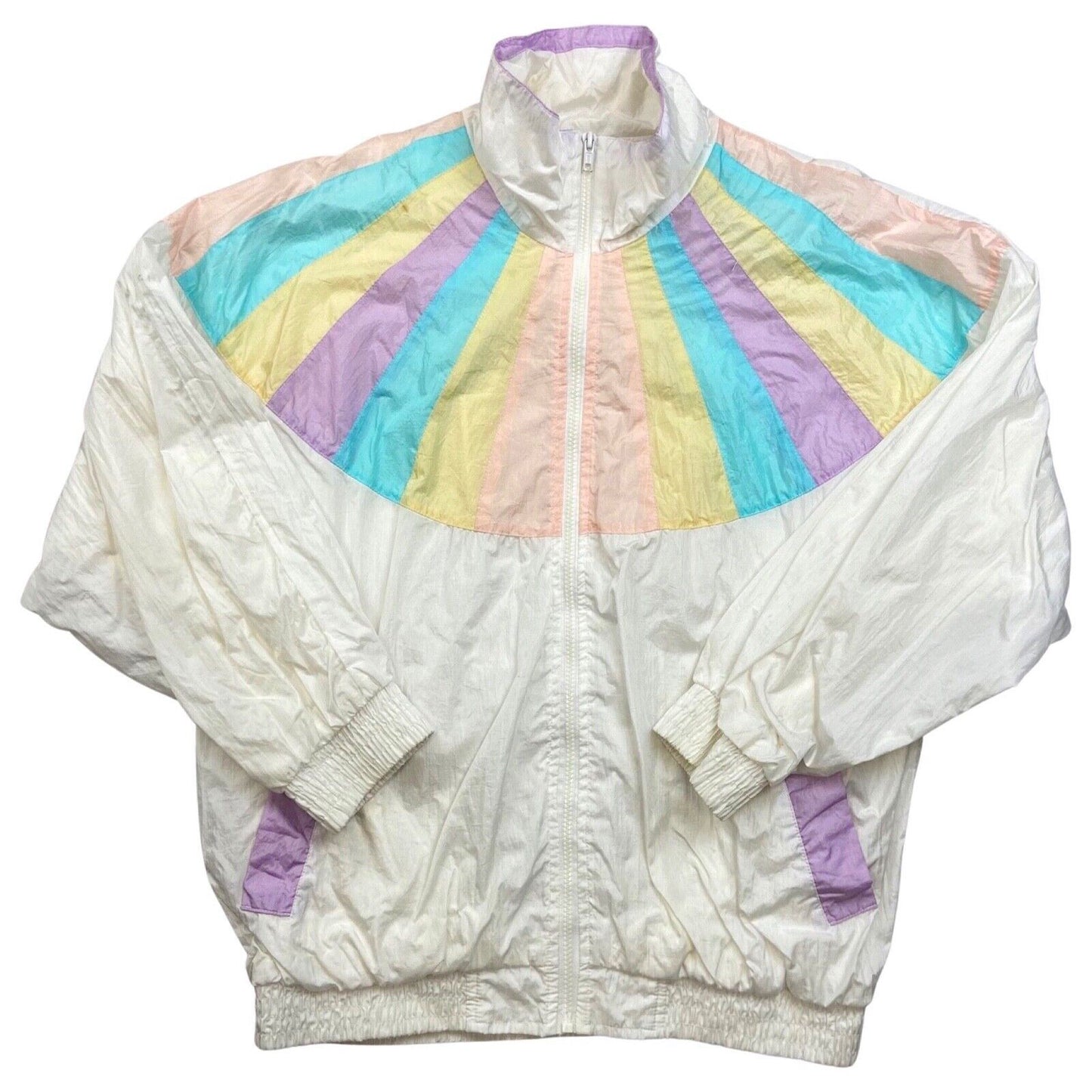 Vintage 80s White Pastek Windbreaker Shell Jacket 12 14 M