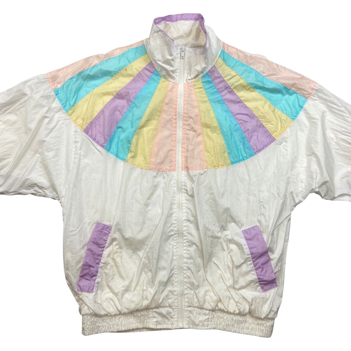 Vintage 80s White Pastek Windbreaker Shell Jacket 12 14 M