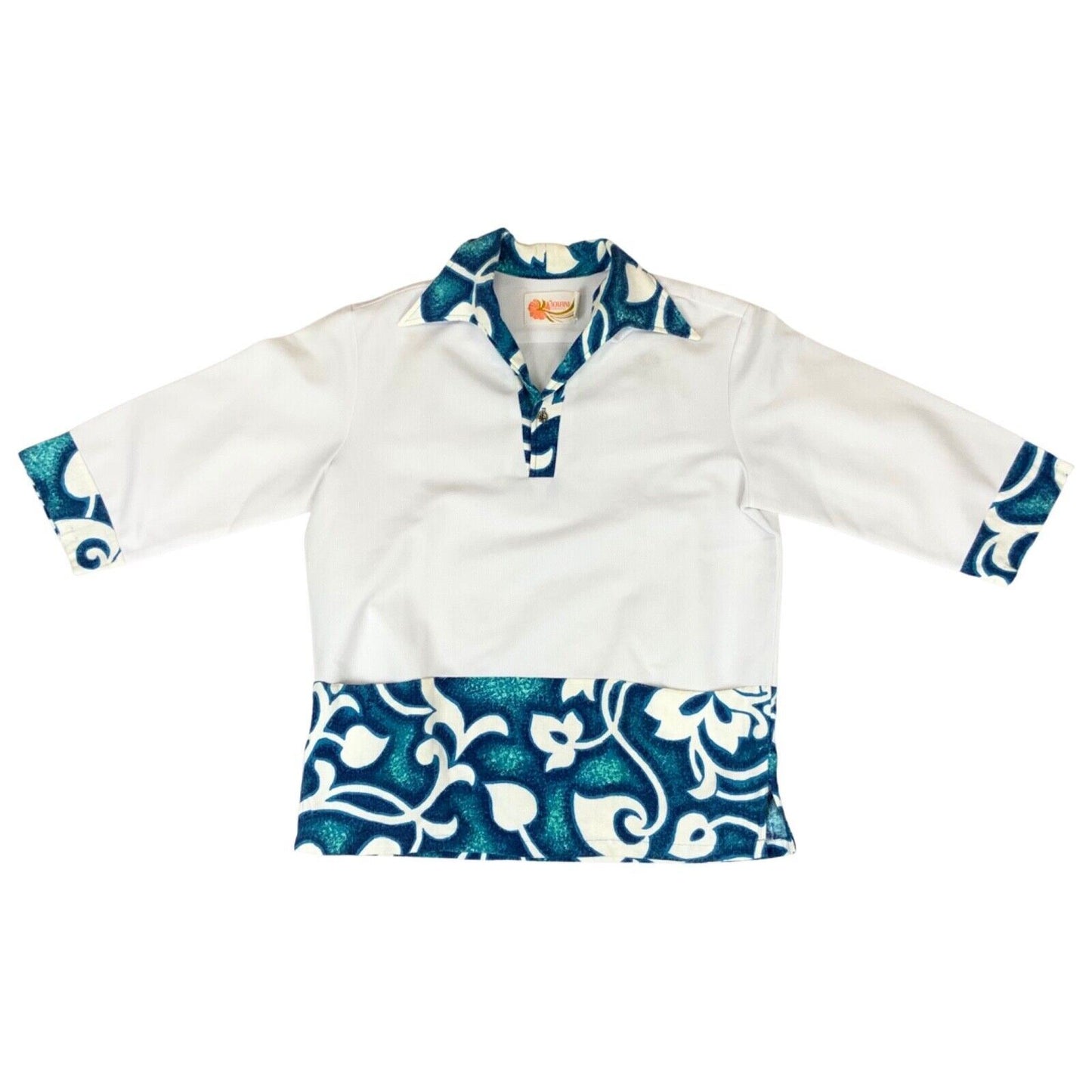 VTG 60s 70s IOLANI BARK HAWAIIAN SMOCK WEDDING ALOHA SHIRT TIKI ROCKABILLY 42”