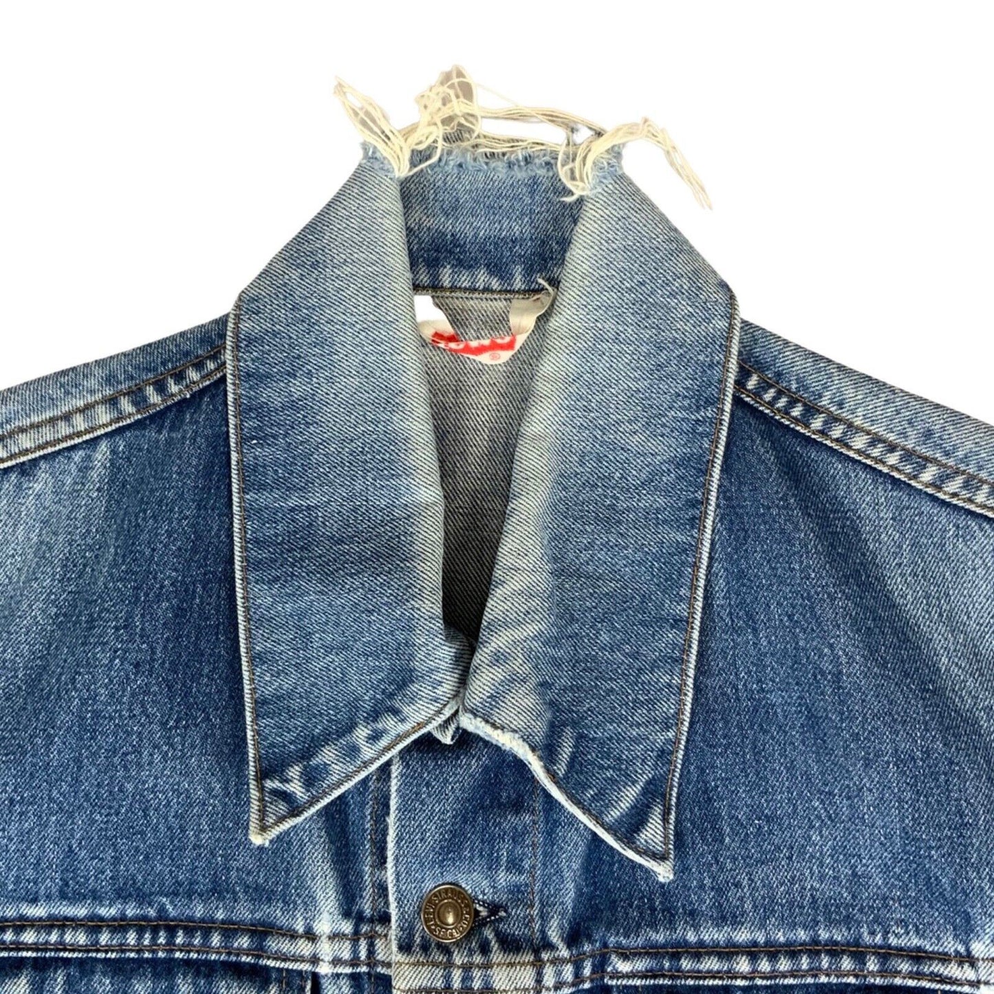 VTG 1970s LEVIS ORANGE TAB 70577 TYPE 3 TRUCKER DENIM JACKET MOD SKINS 36” S