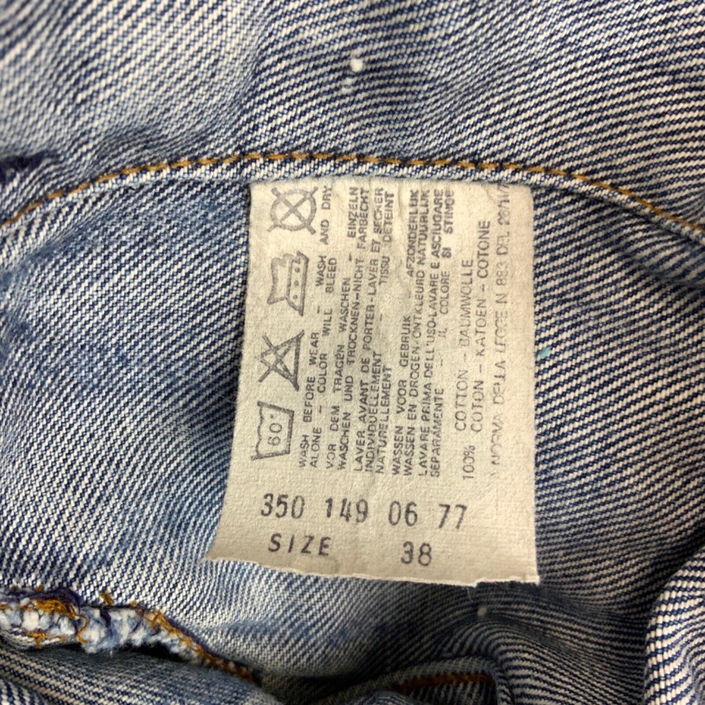 VTG 1970s LEVIS ORANGE TAB 70577 TYPE 3 TRUCKER DENIM JACKET MOD SKINS 36” S