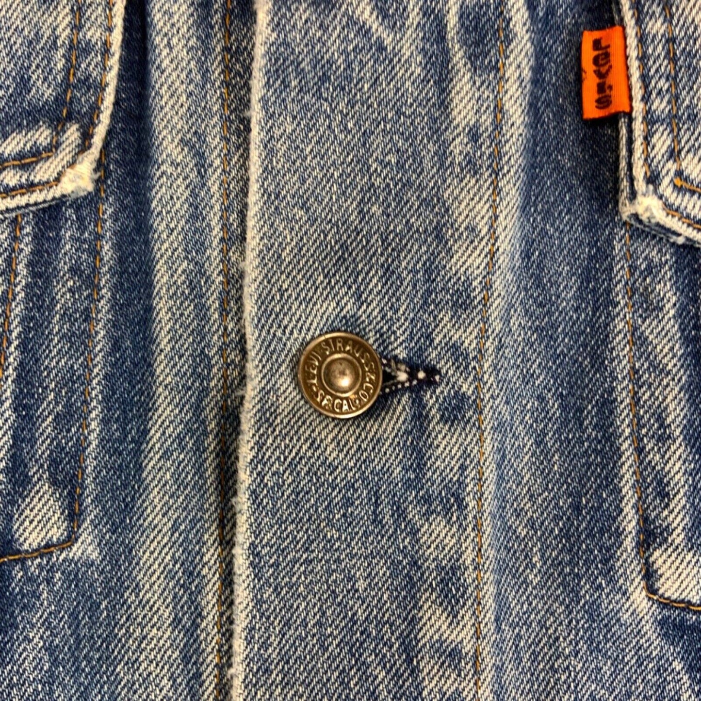 VTG 1970s LEVIS ORANGE TAB 70577 TYPE 3 TRUCKER DENIM JACKET MOD SKINS 36” S