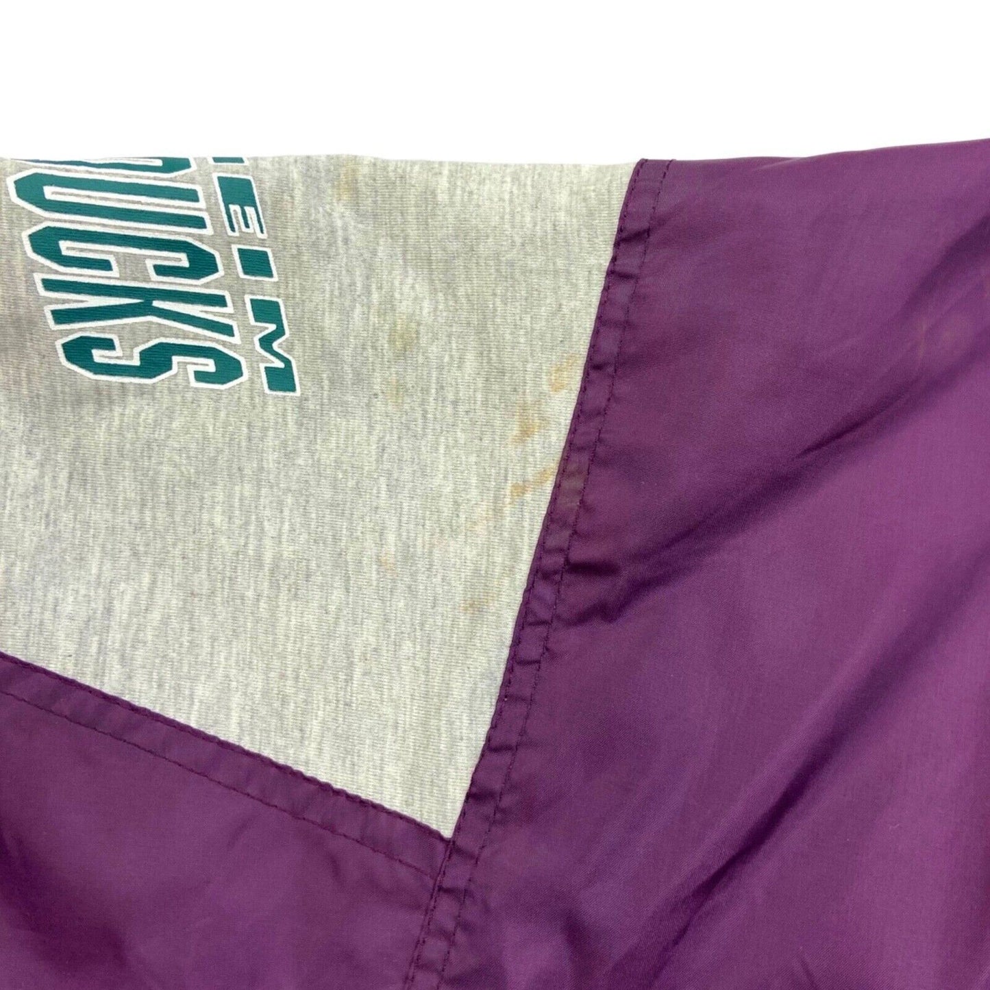 Vtg 00s Anaheim Mighty Ducks NHL Purple Grey Light Weight Sports Jacket XXL