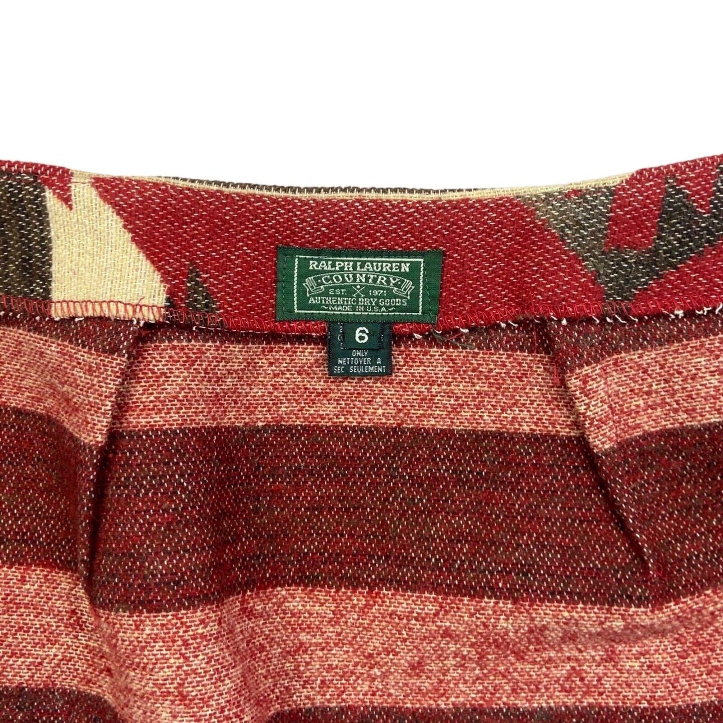 Vintage 00s Red Cream Rockabilly Chimayo Ralph Lauren Denim Suppply Wrap Skirt S