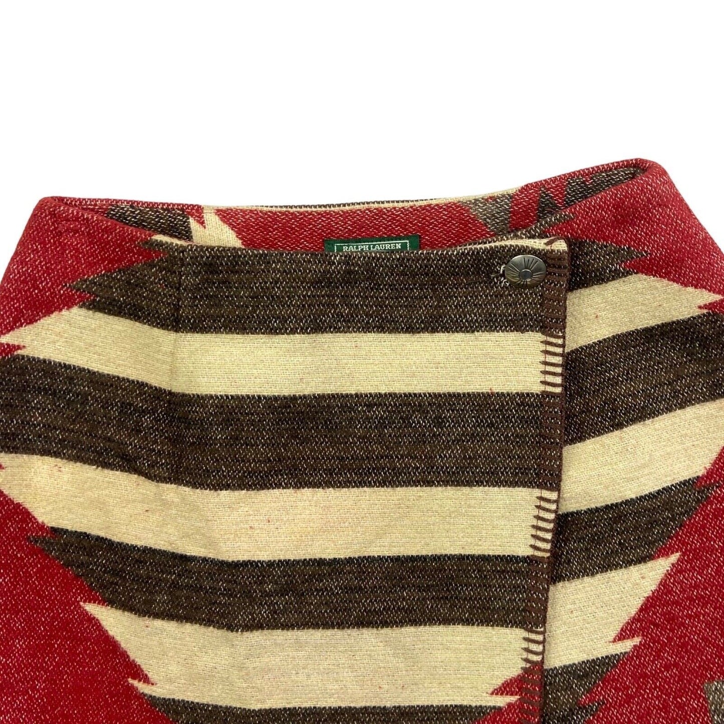 Vintage 00s Red Cream Rockabilly Chimayo Ralph Lauren Denim Suppply Wrap Skirt S