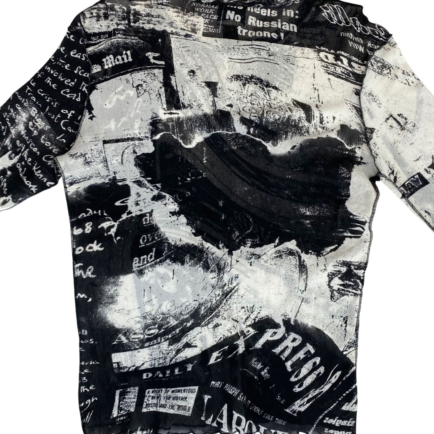 Vintage Y2K Black White Roberto Cavalli Just Cavalli Sheer Long Sleeve 8 10 S