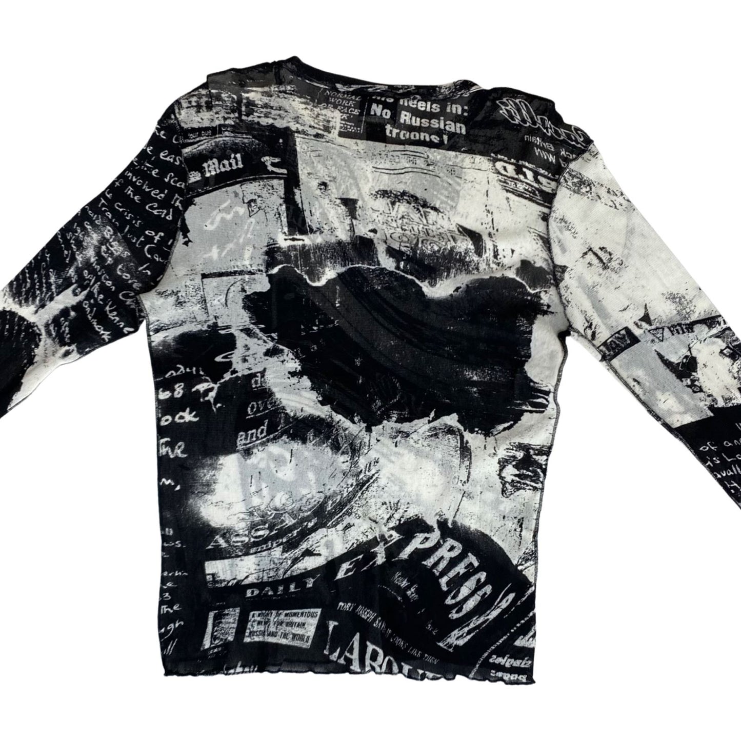 Vintage Y2K Black White Roberto Cavalli Just Cavalli Sheer Long Sleeve 8 10 S