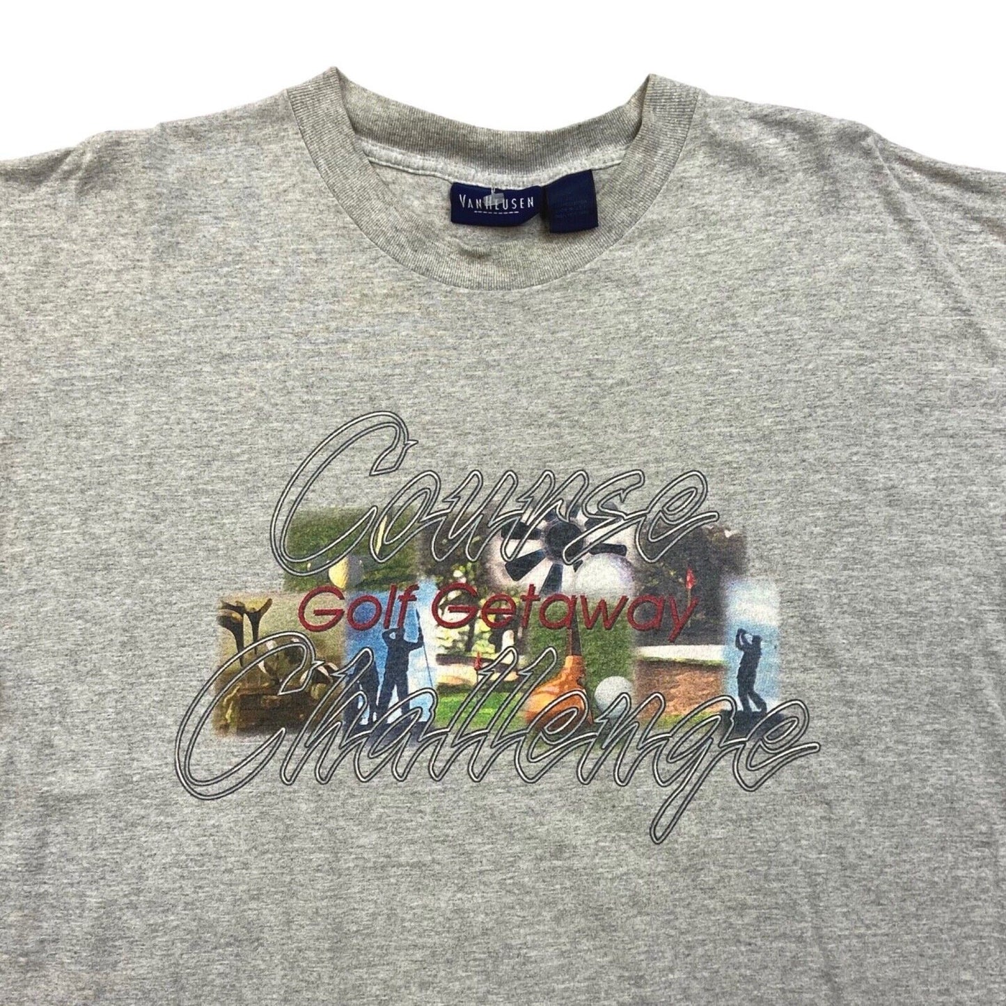 Vintage 90s 00s Grey Golf Course Challenge USA Novelty Cotton T-Shirt M L