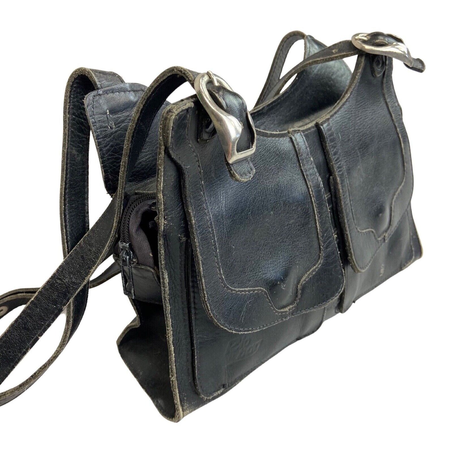 Vintage 90s 00s Y2K Black Leather Rio Bag Shoulder Bag