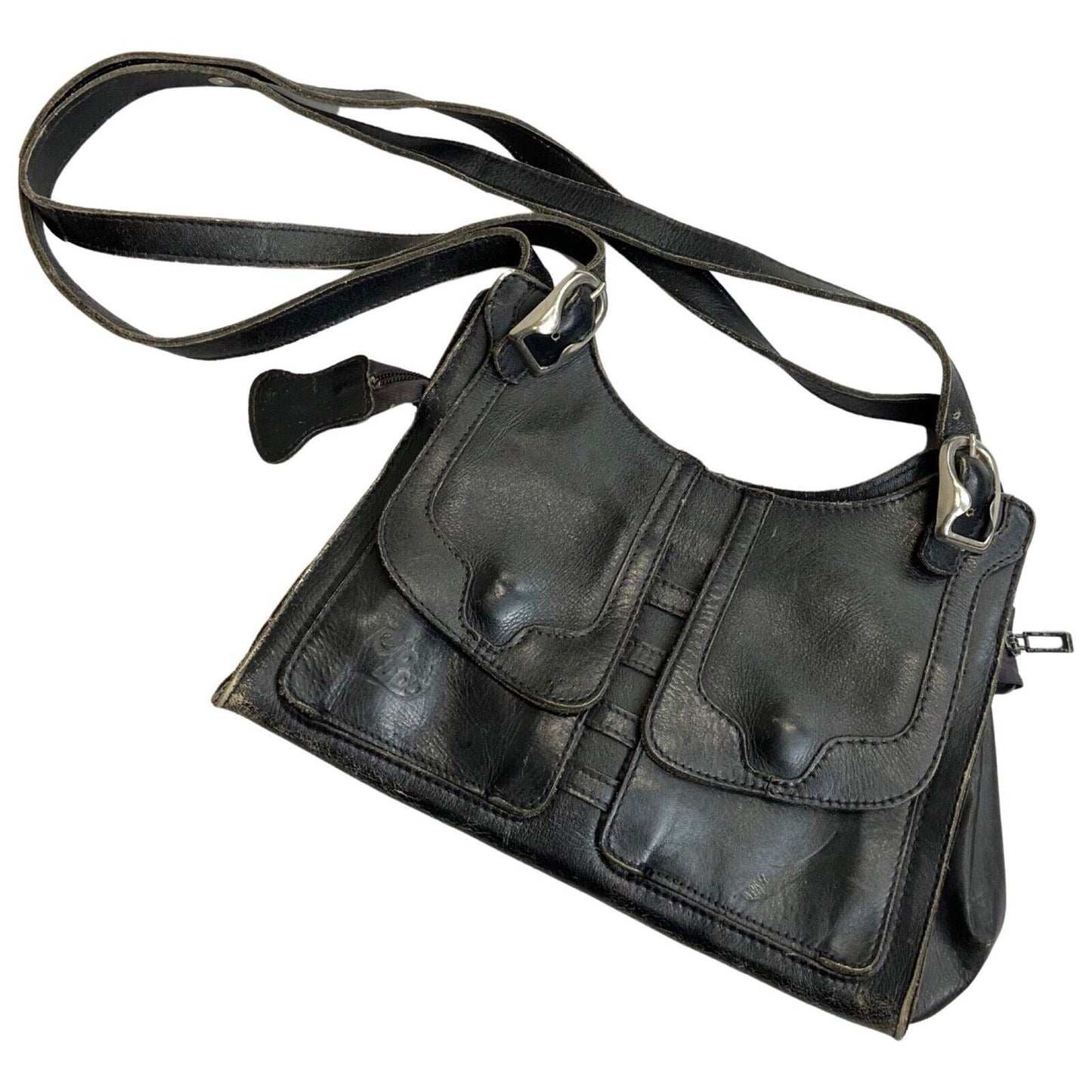 Vintage 90s 00s Y2K Black Leather Rio Bag Shoulder Bag