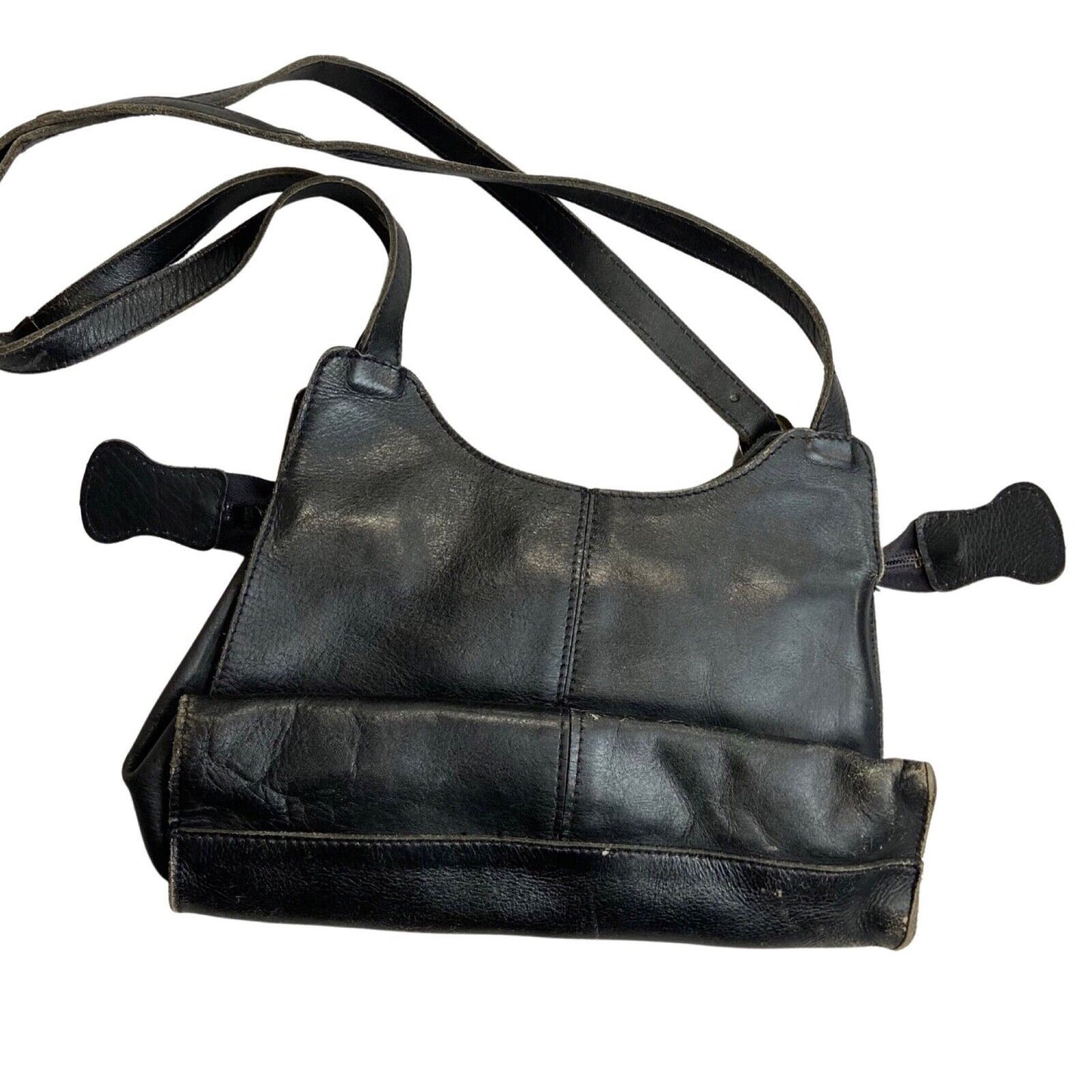 Vintage 90s 00s Y2K Black Leather Rio Bag Shoulder Bag