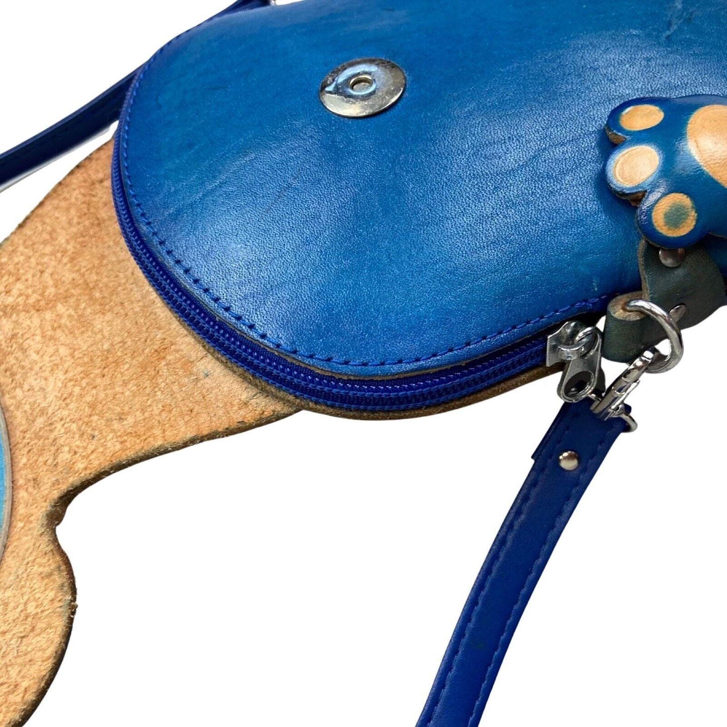Vintage 90s 00s Blue Bear Novelty Leather Cross Body Bag
