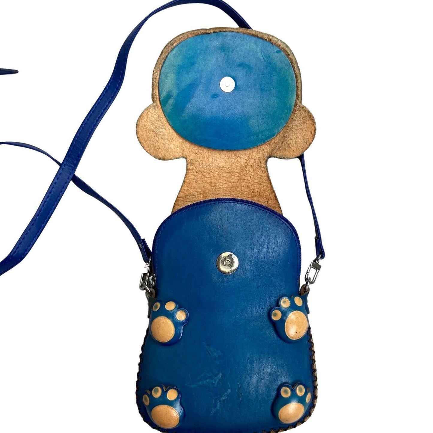 Vintage 90s 00s Blue Bear Novelty Leather Cross Body Bag