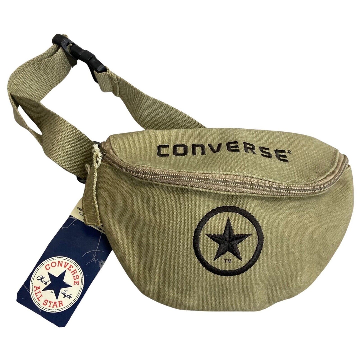 Deadstock 2007 Khaki Beige Converse All Star Cross Body Bum Bag Cotton Canvas