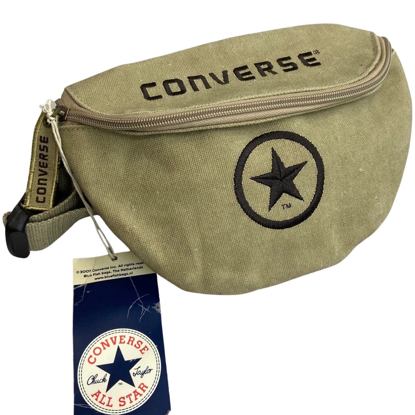 Deadstock 2007 Khaki Beige Converse All Star Cross Body Bum Bag Cotton Canvas