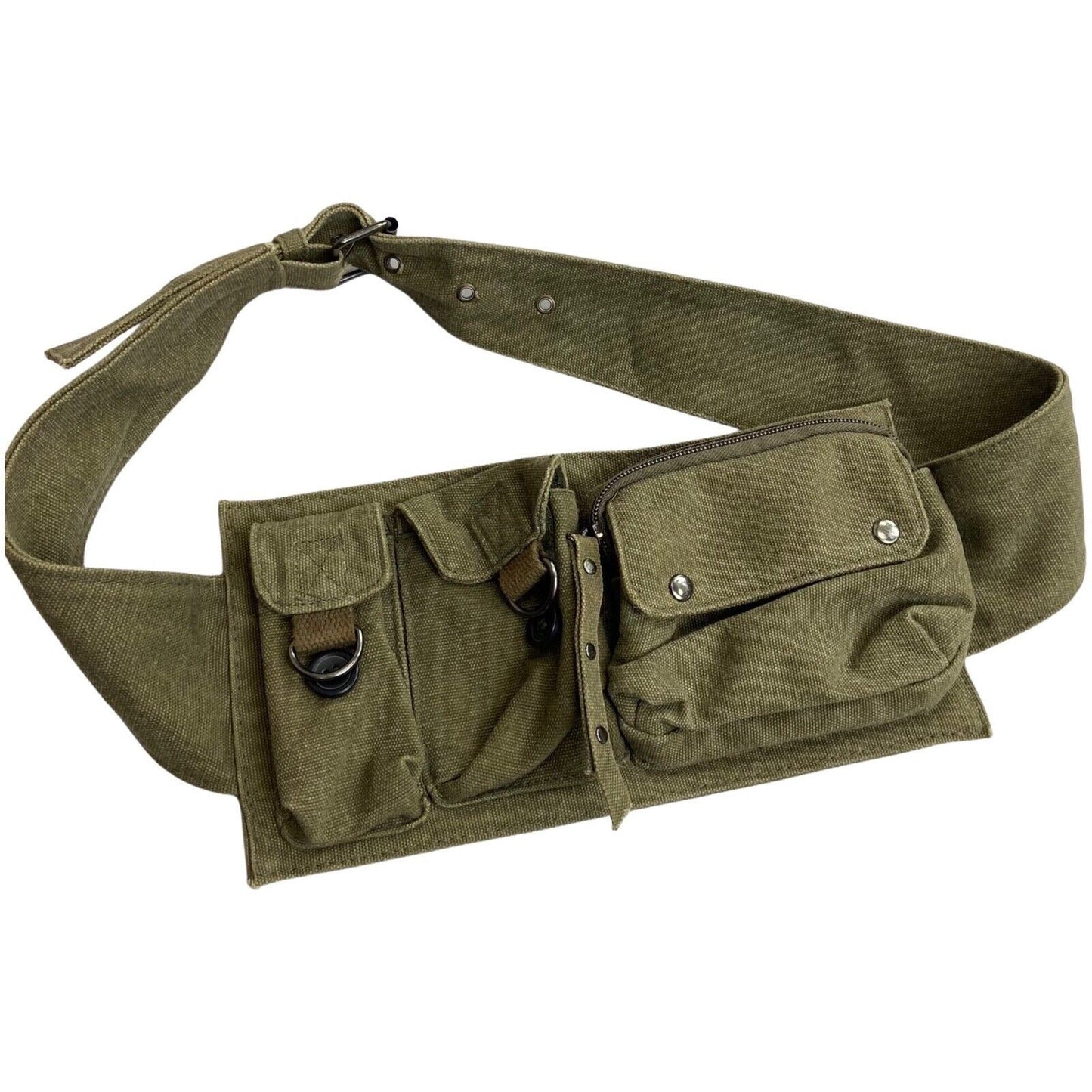 Vintage 90s 00s Khaki Cotton Duck Canvas Utility Bag Belt Strapped 41"