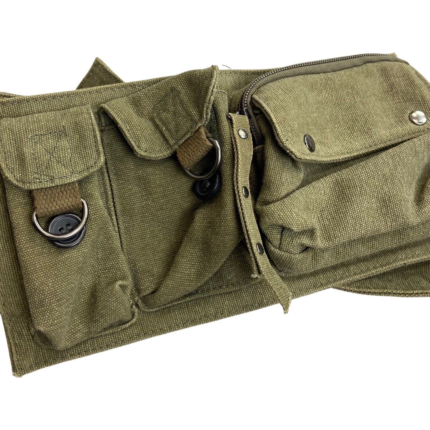 Vintage 90s 00s Khaki Cotton Duck Canvas Utility Bag Belt Strapped 41"