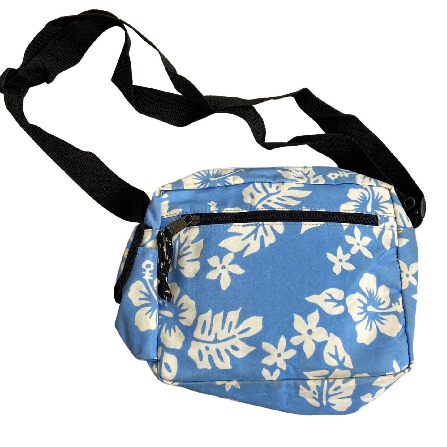 Vintage 00s Y2K Blue Floral Eastpak Made In USA Mini Carrier Cross Body Bag