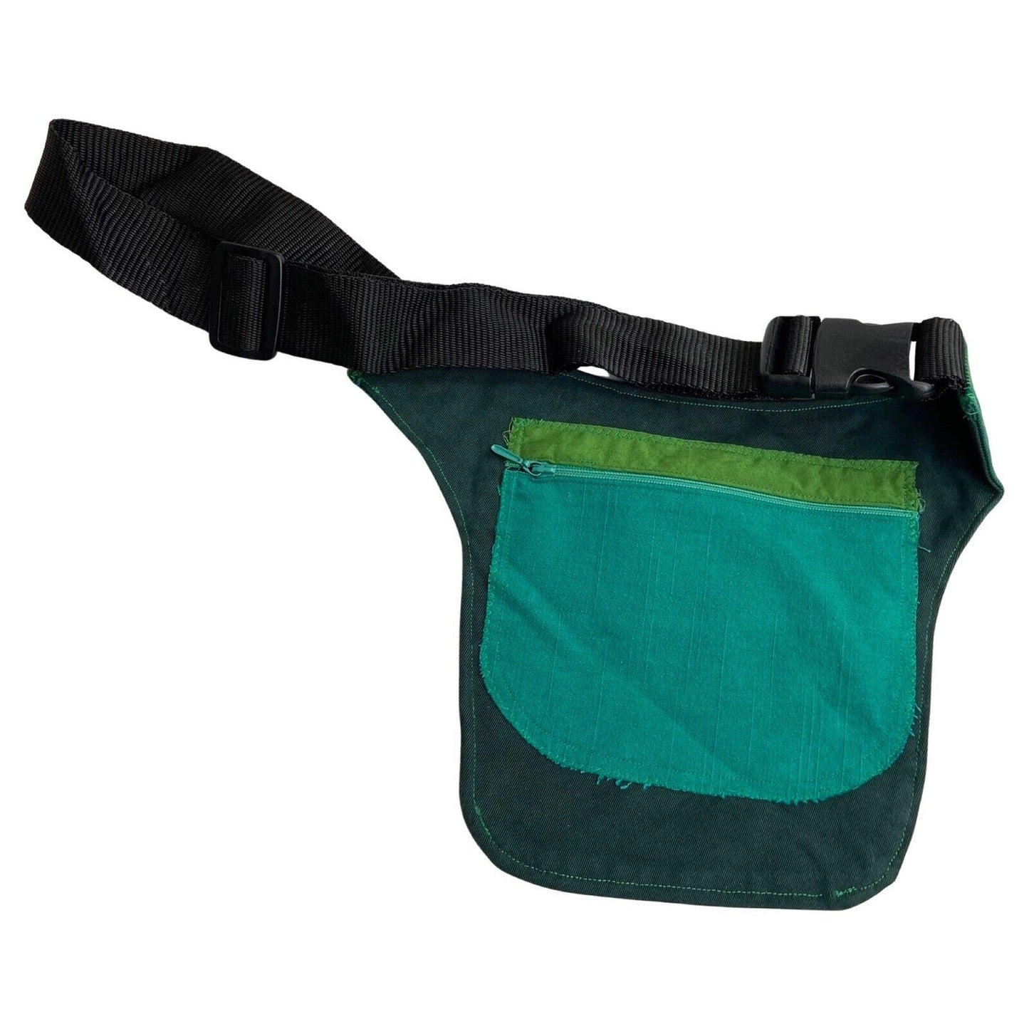Vintage 90s 00s Green Swirl Hippie Boho Festival Cross Body Bum Bag