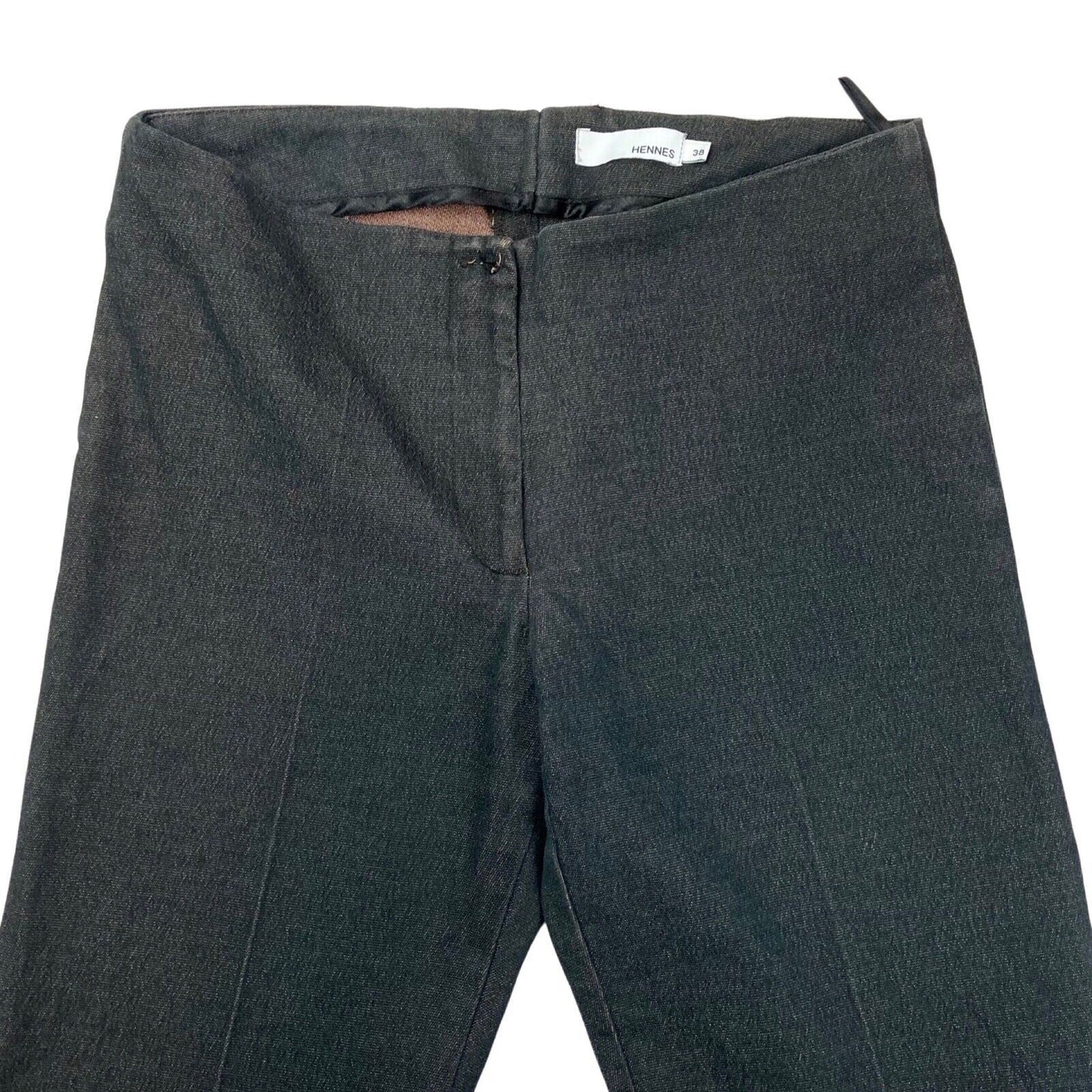 Vintage Y2K Dark Grey Hennes Flared Eyelet Split Hem Mid Rise Trousers 8 10 S