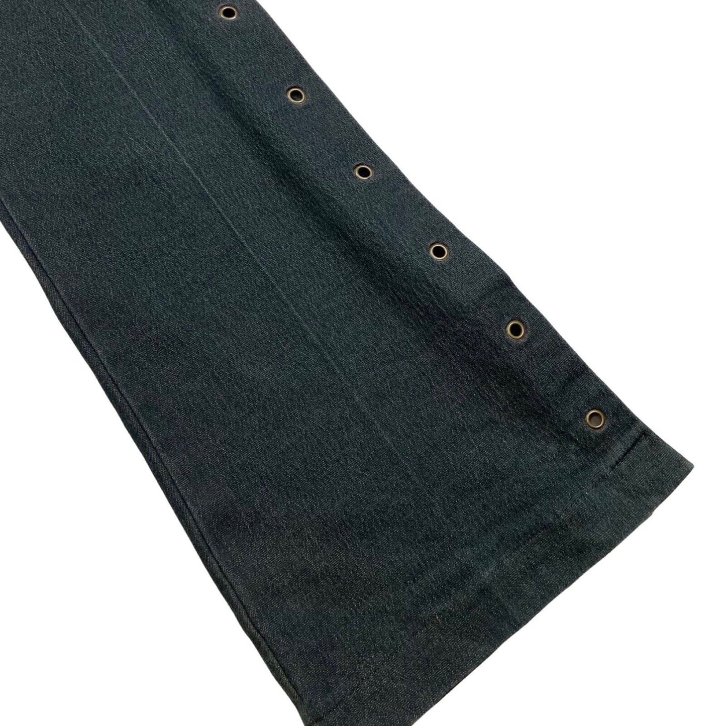 Vintage Y2K Dark Grey Hennes Flared Eyelet Split Hem Mid Rise Trousers 8 10 S