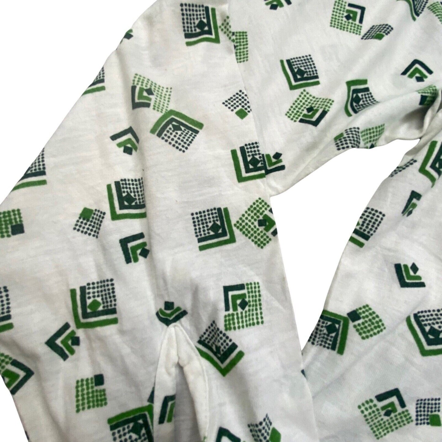 VTG 1970S BIG COLLAR MENS POLY SMOCK SHIRT GEOMETRIC PSYCHEDELIC PRINT 37” (34)