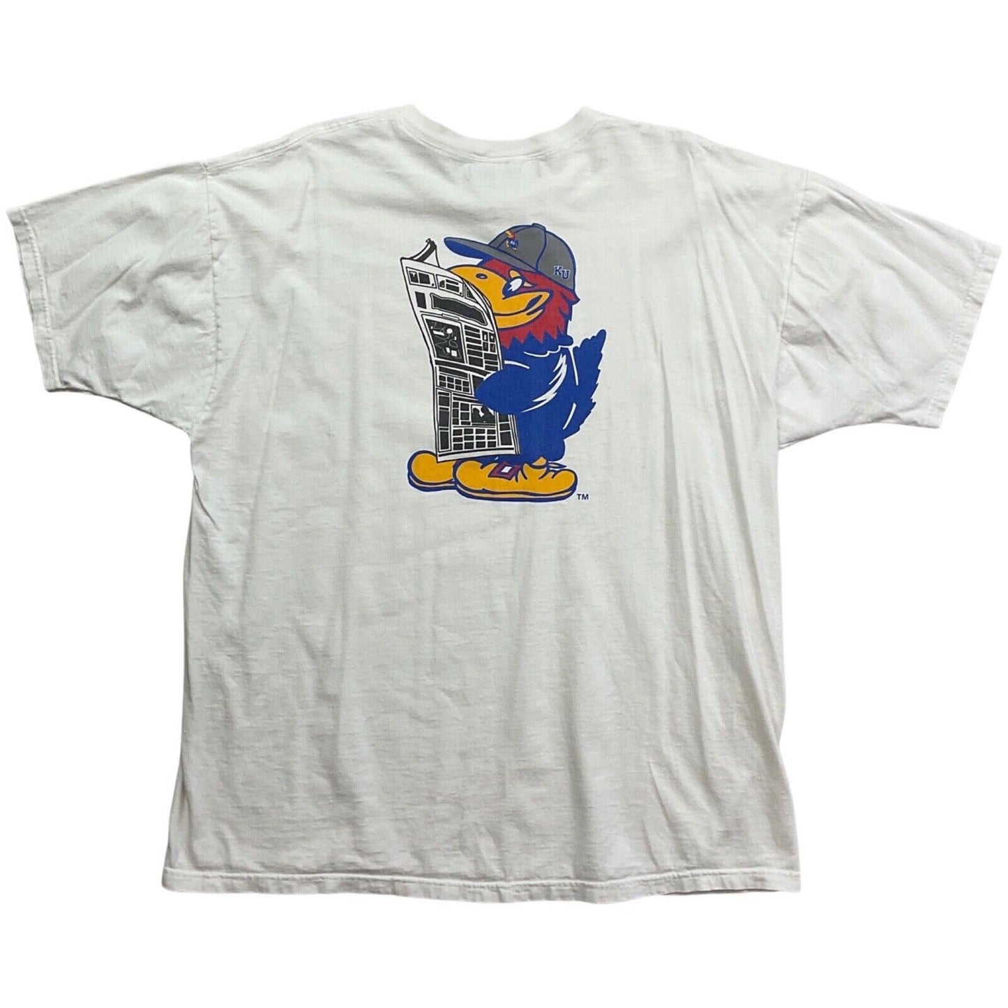 Vintage 90s 00s White Kansas University Kansan Newspaper Novelty Tshirt L XL
