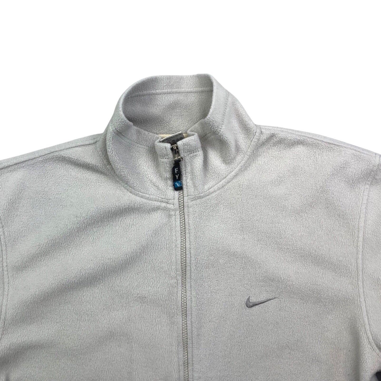 Vintage 90s 00s Grey White Embroidered Zip-Up Nike Fleece Jacket L XL