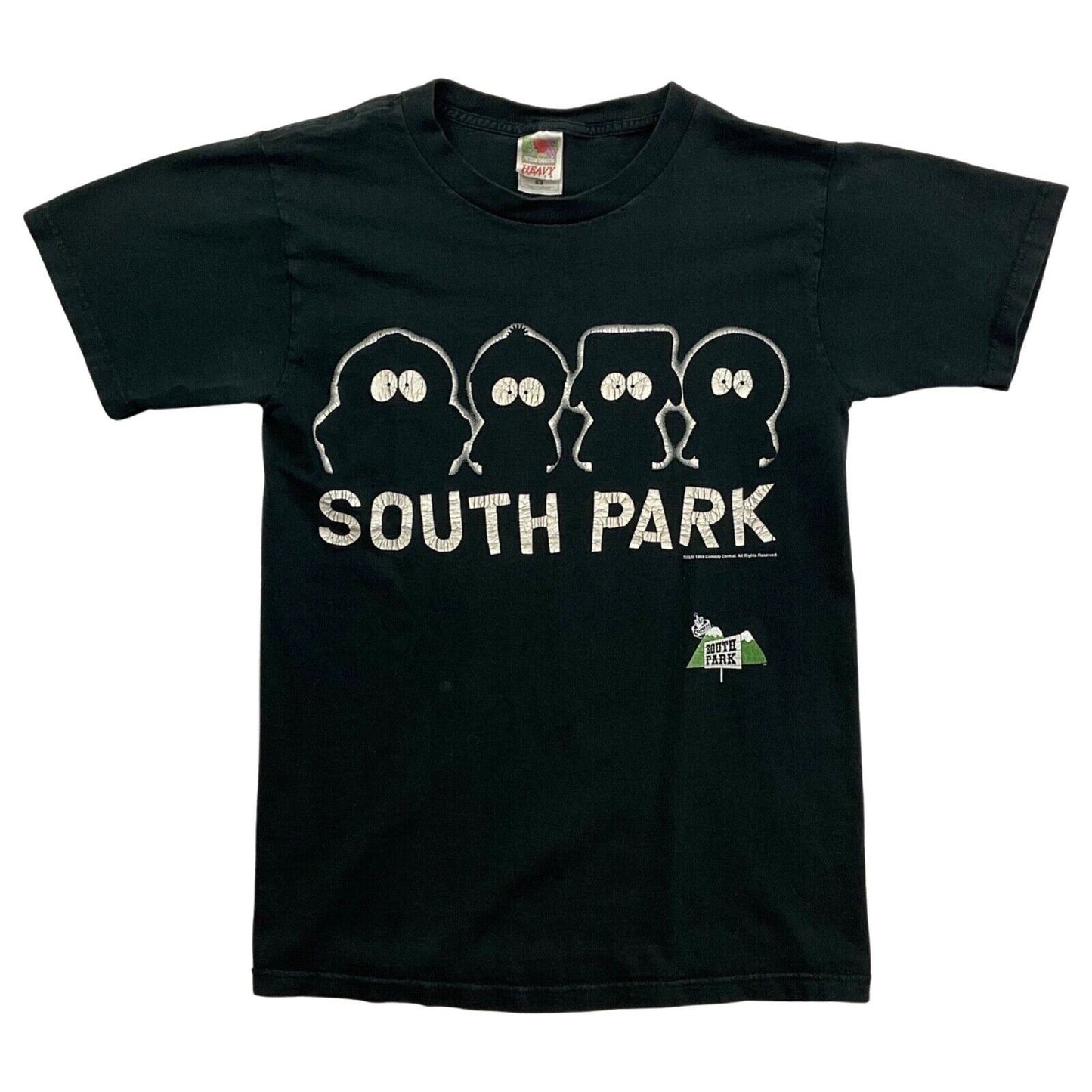 Vintage 90s 1999 Black White South Park Outline Comedy Central Graphic Tshirt S